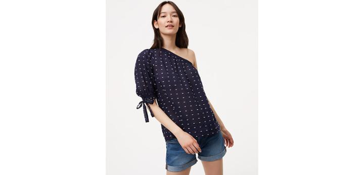 Loft Swiss Dot One Shoulder Top