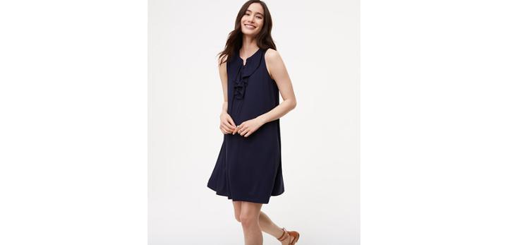 Loft Ruffled Lace Up Swing Dress