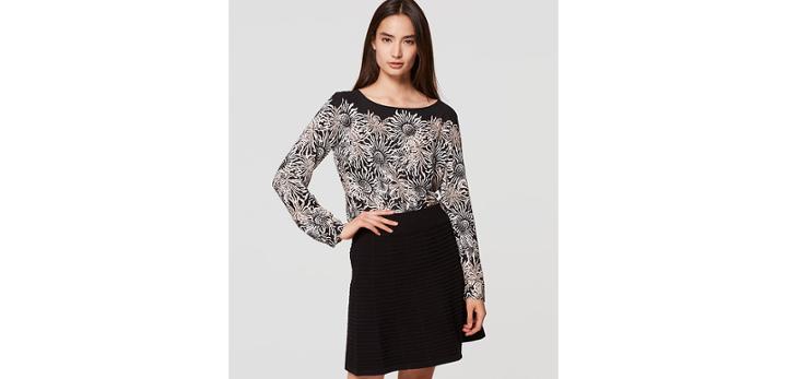 Loft Iced Floral Tab Sleeve Blouse