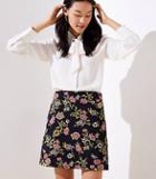 Loft Floral Vine Jacquard Shift Skirt