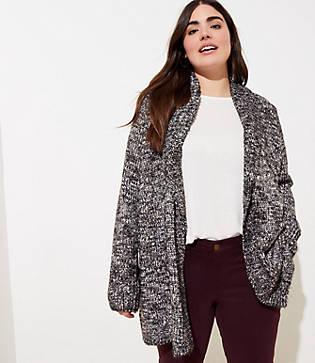 Loft Plus Marled Shawl Open Cardigan
