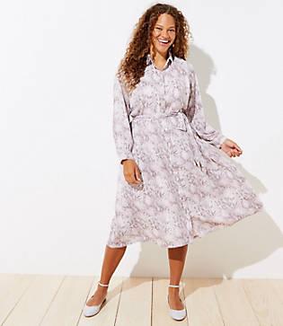 Loft Plus Snake Tie Waist Midi Shirtdress