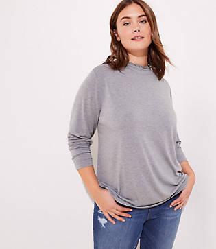 Loft Plus Ruffled Mock Neck Tee