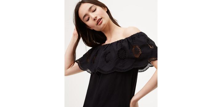 Loft Scalloped Lace Off The Shoulder Top