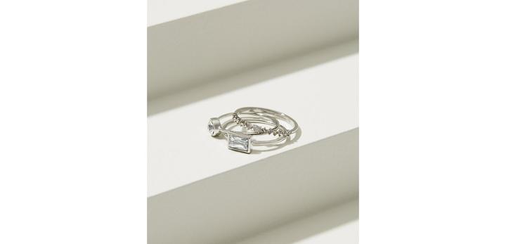 Loft Delicate Pave Stackable Ring Set