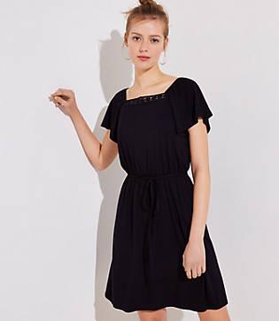 Loft Crochet Trim Square Neck Dress