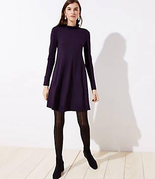 Loft Ruffle Mock Neck Sweater Dress