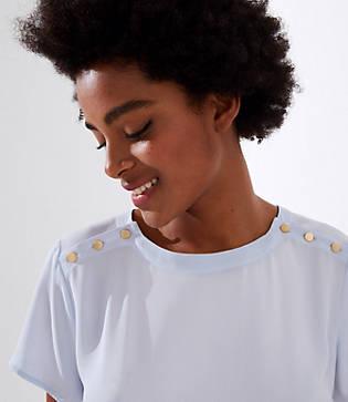 Loft Button Shoulder Clean Tee