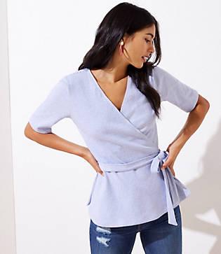 Loft Striped Knit Wrap Top