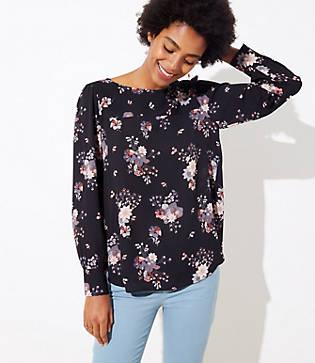 Loft Bouquet Cutout Back Blouse