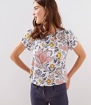 Loft Blossom Tulip Sleeve Button Back Top