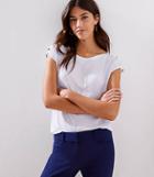 Loft Mixed Media Shoulder Button Top