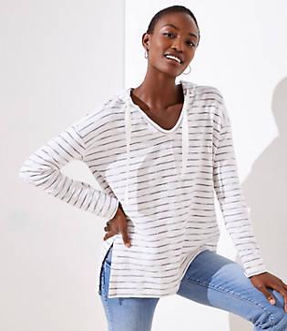 Loft Stripe Textured Hoodie Top