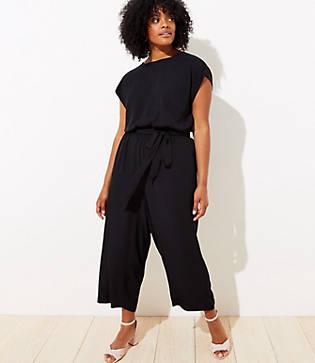 Loft Plus V-back Tie Waist Jumpsuit