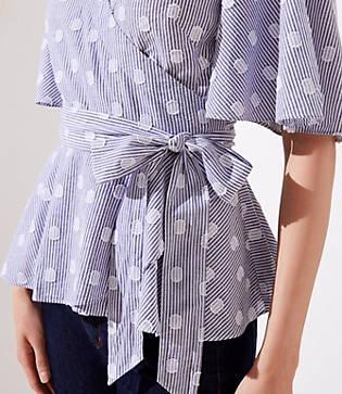 Loft Dot Stripe Wrap Top