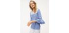 Loft Crochet Chambray Bell Sleeve Top