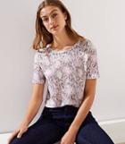 Loft Snake Print Elbow Sleeve Linen Tee