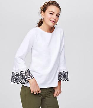 Loft Eyelet Cuff Sweatshirt