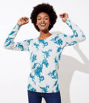 Loft Floral Essential Round Neck Sweater