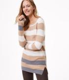 Loft Colorblock Stripe Slit Cuff Tunic Sweater