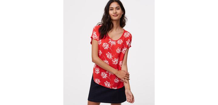 Loft Floral Mixed Media Tee