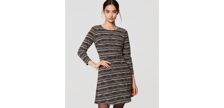 Loft Spacedye Stripe Flare Dress