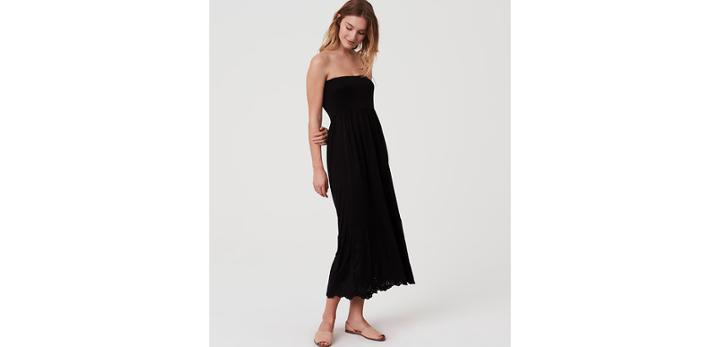 Loft Beach Strapless Eyelet Hem Dress