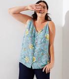 Loft Plus Floral Covered Button Strappy Cami
