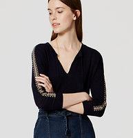 Loft Embroidered Tunic Sweater