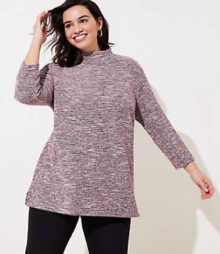 Loft Plus Textured Mock Neck Top
