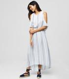 Loft Beach Striped Cold Shoulder Dress
