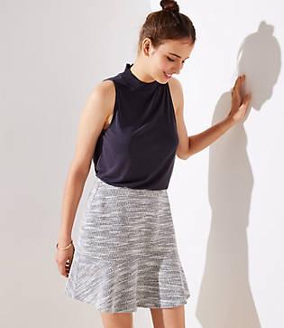 Loft Tweed Flounce Pull On Skirt