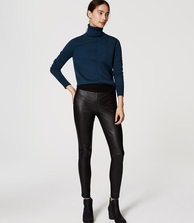 Loft Faux Leather Paneled Ponte Leggings