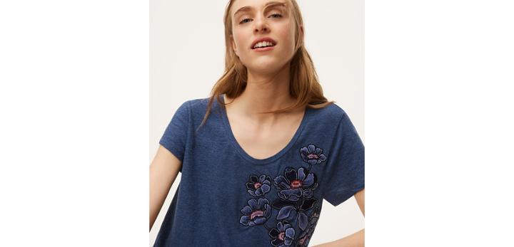 Loft Embroidered Floral Vintage Soft Tee