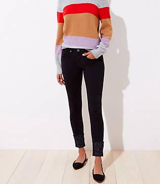 Loft Leopard Print Flip Cuff Slim Pocket Skinny Jeans