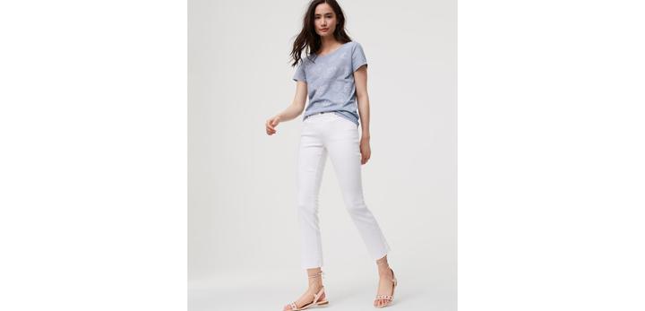 Loft Modern Fresh Cut Flare Crop Jeans In White