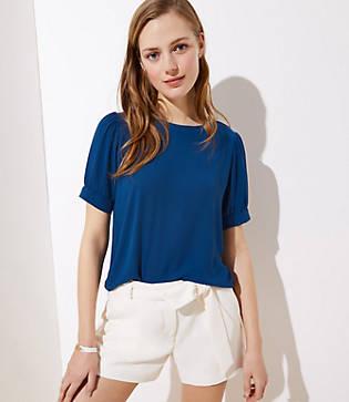 Loft Puff Sleeve Button Back Top