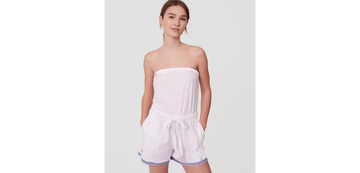Loft Beach Embroidered Strapless Romper