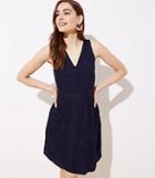 Loft Embroidered Button Flare Dress