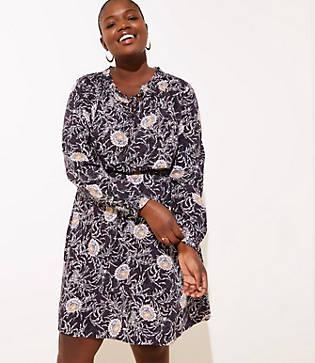Loft Plus Vine Smocked Trim Dress