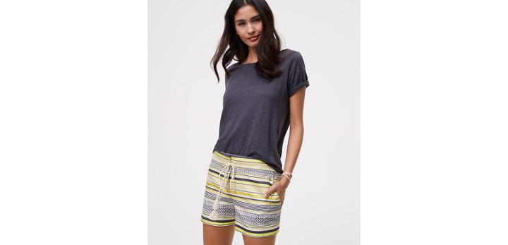 Loft Drawstring Jacquard Riviera Shorts With 4 Inseam