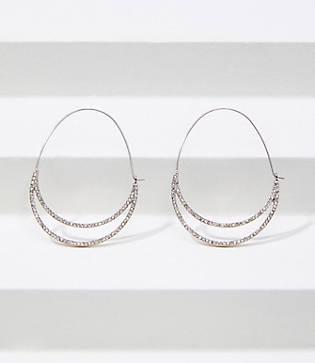 Loft Double Framed Pull Through Hoop Earrings