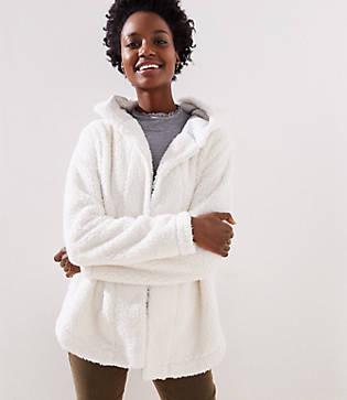 Loft Faux Sherpa Open Hoodie