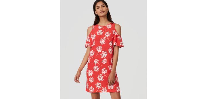 Loft Floral Cold Shoulder Dress