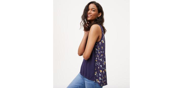 Loft Floral Mixed Media Sweater Tank
