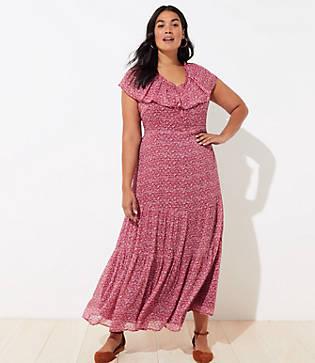 Loft Plus Floral Flounce Tie Back Maxi Dress