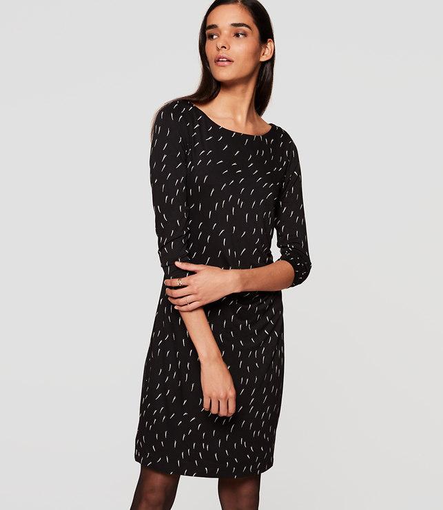 Loft Geo Side Shirred Dress