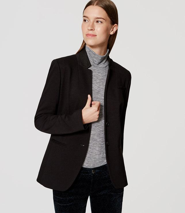 Loft Two Button Knit Notched Blazer