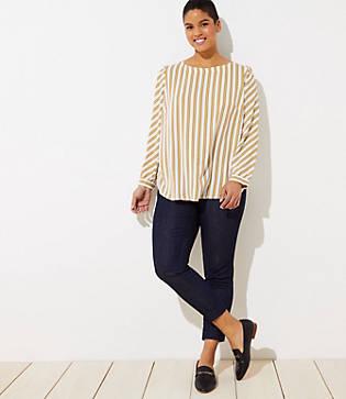 Loft Plus Pull On Skinny Jeans In Rinse Wash