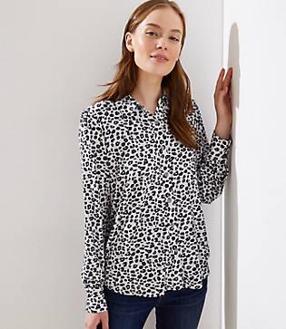 Loft Leopard Print Knit Blouse